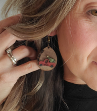 Load image into Gallery viewer, Christmas Truck Wood Teardrop Earrings