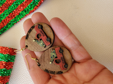 Load image into Gallery viewer, Christmas Truck Wood Teardrop Earrings