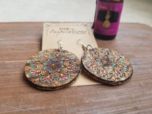 Load image into Gallery viewer, Unique handmade boho wood mandala earrings