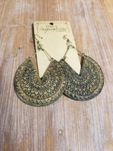 Load image into Gallery viewer, Oversized V Tribal wood statement earrings