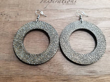 Load image into Gallery viewer, Lightweight handmade espresso wooden hoop earrings