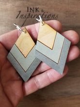 Load image into Gallery viewer, Alisa silver chevron handmade wood earrings