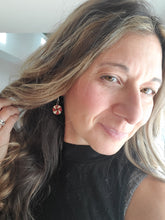 Load image into Gallery viewer, Festive Peppermint Wood Christmas Earrings