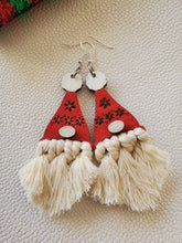 Load image into Gallery viewer, Gnome Santa Wood Christmas Earrings