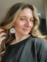 Load image into Gallery viewer, Teardrop Wood Earrings with Spring Flowers