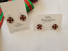 Load image into Gallery viewer, Festive Peppermint Wood Christmas Earrings