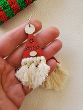 Load image into Gallery viewer, Gnome Santa Wood Christmas Earrings