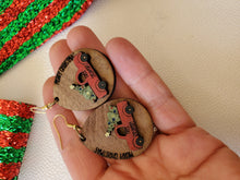 Load image into Gallery viewer, Christmas Truck Wood Teardrop Earrings