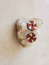 Load image into Gallery viewer, Festive Peppermint Wood Christmas Earrings