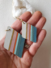 Load image into Gallery viewer, Summer Stripes lightweight colorful boho wood dangle earrings