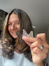 Load image into Gallery viewer, Handmade zebra striped wood statement earrings
