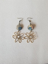 Load image into Gallery viewer, Boho Flower Wood & Metal Dangles