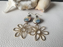 Load image into Gallery viewer, Boho Flower Wood & Metal Dangles