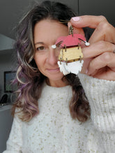 Load image into Gallery viewer, Santa Dangle Separates Wood Earrings