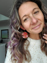 Load image into Gallery viewer, Boho Poinsettia Christmas Wood Earrings