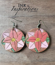 Load image into Gallery viewer, Bohemian Poitsetta Wood Earrings