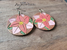 Load image into Gallery viewer, Boho Poinsettia Christmas Wood Earrings