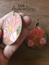 Load image into Gallery viewer, Bohemain Pointsetta Wood EArrings