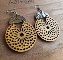 Load image into Gallery viewer, Isla Wood Mandala Bohemian Earrings