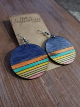 Load image into Gallery viewer, Rainbow Sunset Colorful Wood Earrings