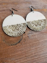 Load image into Gallery viewer, Half Moon Mandala Light Wood Earrings