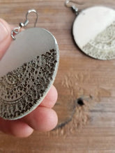 Load image into Gallery viewer, Half Moon Mandala Light Wood Earrings