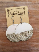 Load image into Gallery viewer, Half Moon Mandala Light Wood Earrings