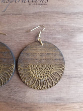 Load image into Gallery viewer, Sunrise Sunflower Golden Wood Earrings