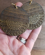 Load image into Gallery viewer, Sunrise Sunflower Golden Wood Earrings