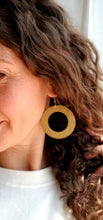 Load image into Gallery viewer, Gold Wood Hoops