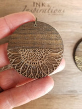 Load image into Gallery viewer, Sunrise Half Sunflower Rose Gold, Wood Earrings