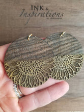 Load image into Gallery viewer, Sunrise Sunflower Golden Wood Earrings