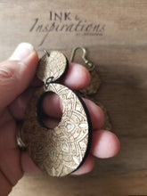 Load image into Gallery viewer, Ella Wood Dangle Earrings with a Mandala Design