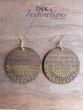 Load image into Gallery viewer, Sunrise Sunflower Golden Wood Earrings
