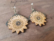 Load image into Gallery viewer, Flower Wood Dangle Earrings