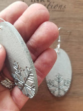 Load image into Gallery viewer, Silver Snow Snowflake Wood Earrings