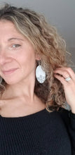 Load image into Gallery viewer, Silver Snow Snowflake Wood Earrings