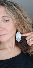 Load image into Gallery viewer, Silver Snow Snowflake Wood Earrings