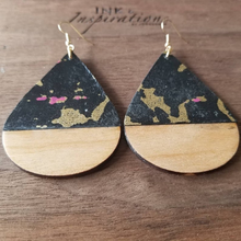 Load image into Gallery viewer, Girls Day Out Wood Teardrop Glam Earrings