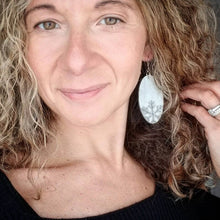 Load image into Gallery viewer, Silver Snow Snowflake Wood Earrings