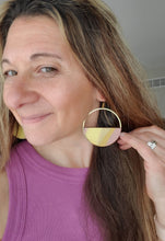 Load image into Gallery viewer, Summer Hoops Wood &amp; Metal Abstract Earrings
