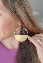 Load image into Gallery viewer, Summer Hoops Wood &amp; Metal Abstract Earrings
