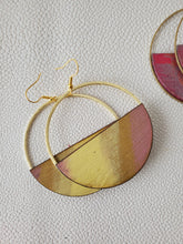 Load image into Gallery viewer, Summer Hoops Wood &amp; Metal Abstract Earrings
