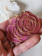 Load image into Gallery viewer, Rose Wood Dangle Earrings for Valentines Day
