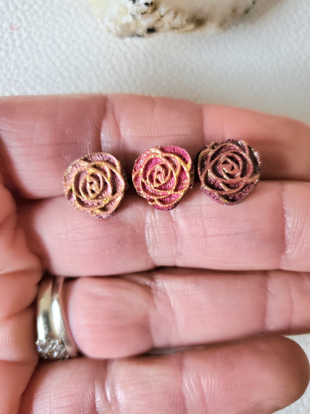 Rose Wood Studs Earrings for Valentines Day