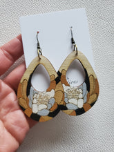 Load image into Gallery viewer, Floral Spring Teardrop Wood Dangle Earrings
