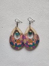 Load image into Gallery viewer, Colorful Spring Teardrop Wood Dangle Earrings
