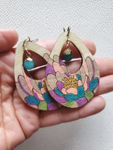 Load image into Gallery viewer, Colorful Spring Teardrop Wood Dangle Earrings
