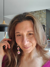 Load image into Gallery viewer, Cascade Spring Wood Dangle Earrings with Bohemian Floral Design
