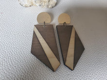 Load image into Gallery viewer, Geometric Post Dangle Wood Earrings
